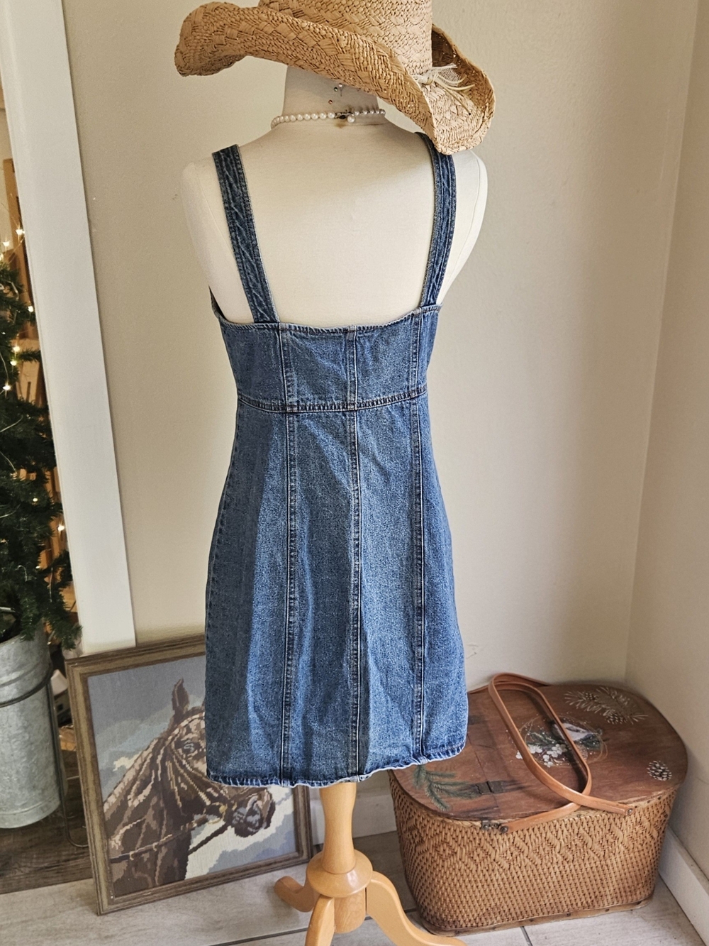 Sugarlips Dark Blue Denim Button-Front Mini Dress - Picture 3 of 4